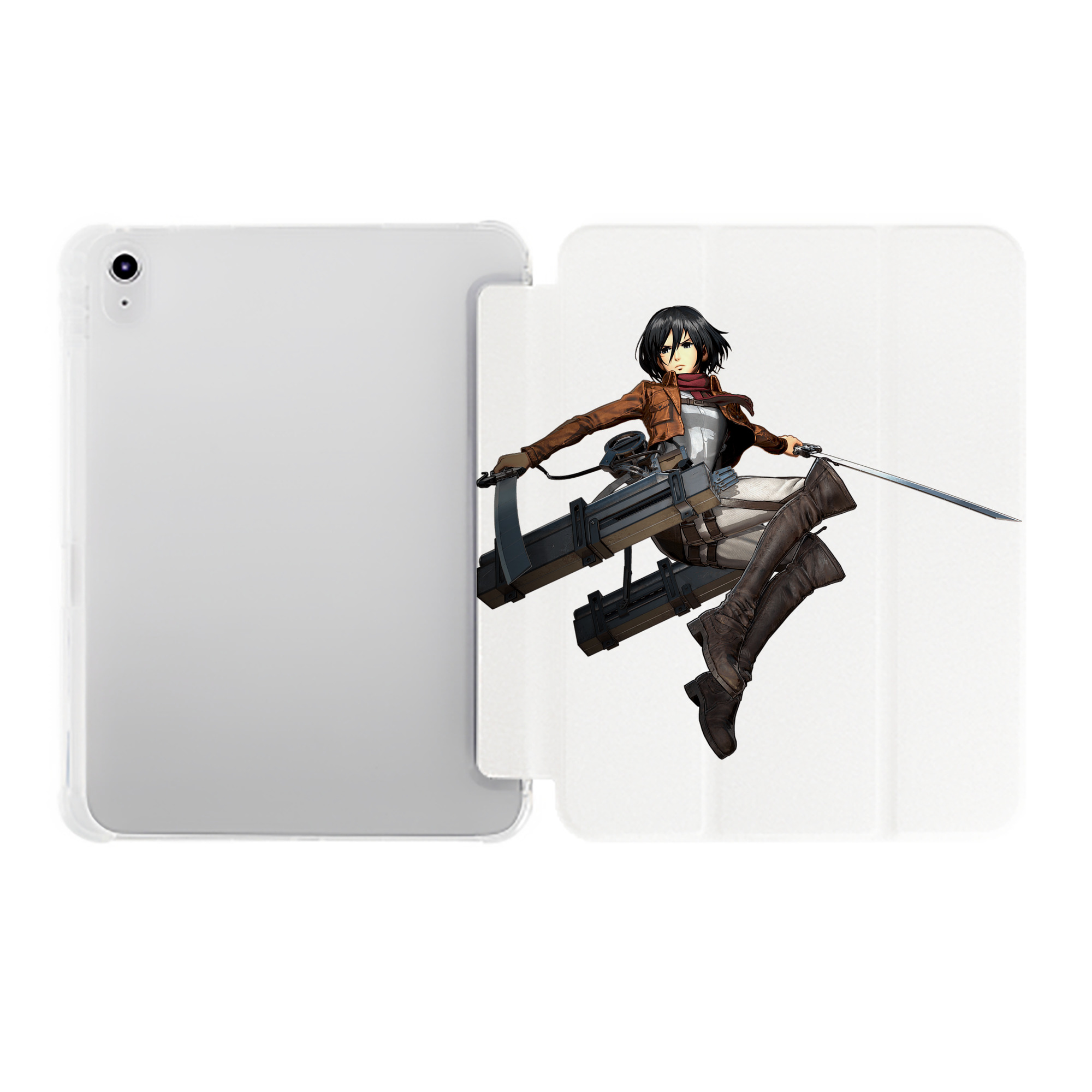 （画像用） 進撃の巨人 ミカサ·アッカーマン Attack on Titan Mikasa Ackerman IPad ケース ペン収納付き 三つ折りスタンド PUレザー×シリコン 対応機種9.5/10.5/10.9インチ